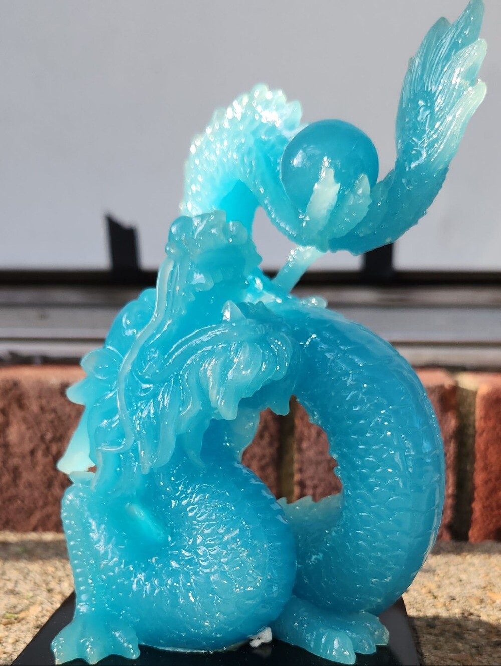 Turquoise Teal Blue Dragon Figurine From Disney Epcot China FL. In Box.